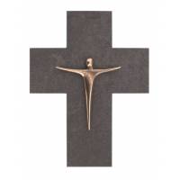 Croix Murale Ardoise 13 X 17 Cm Corps En Bronze