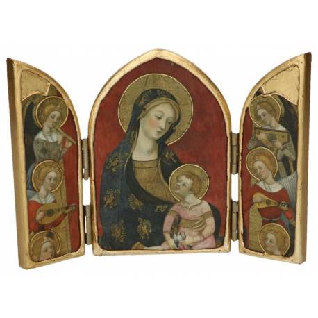 Tryptique Arondi Vierge Des Anges 22 Cm X 15 Cm