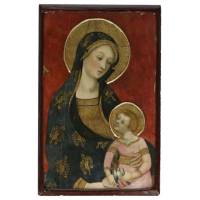 Icone Patinee De La Vierge Des Anges Pere Serra 