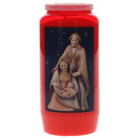 Kaars 6 Dagen / rood / Kersttafereel 