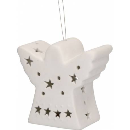 Ange + Led A Suspendre Porcelaine 8 X 8.2 X 4 Cm