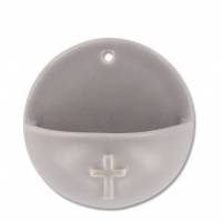 Benitier Ceramique 7 Cm Gris Croix