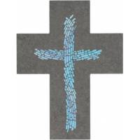 Croix Murale Ardoise - 13 X 17 Cm - Dessin Bleu Croix