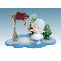 Flocon De Neige-Bois 6.7 Cm Avec Cloche