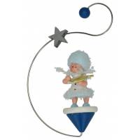 Flocon De Neige-Bois 7 Cm Avec Harpe