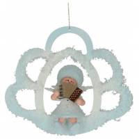 Flocon De Neige-Bois 7 Cm Avec Accordeon