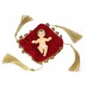 Enfant Jésus 8 x 5,5 cm + coussin rouge 10 x 10 cm