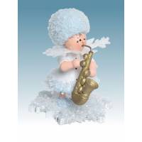 Flocon De Neige-Bois 5.7 Cm Avec Saxophone