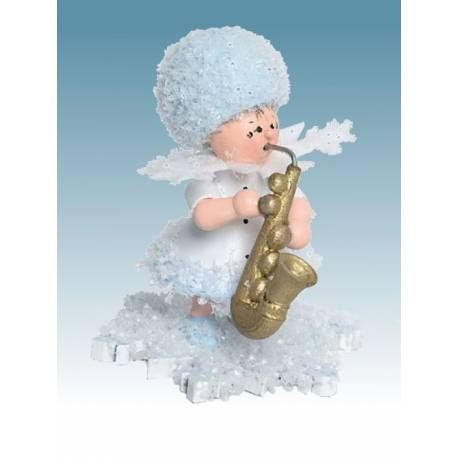 Flocon De Neige-Bois 5.7 Cm Avec Saxophone