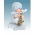 Flocon De Neige-Bois 5.7 Cm Avec Saxophone