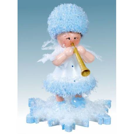 Flocon De Neige-Bois 5.7 Cm Avec Clarinette