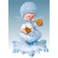 Flocon De Neige-Bois 5.7 Cm Avec Cymbales