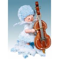 Flocon De Neige-Bois 5.7 Cm Avec Contrebasse