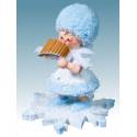 Flocon De Neige-Bois 5.7 Cm Avec Flûte De Pan
