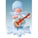 Flocon De Neige-Bois 5.7 Cm Avec Guitare