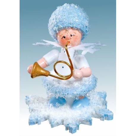 Flocon De Neige-Bois 5.7 Cm Avec Cor