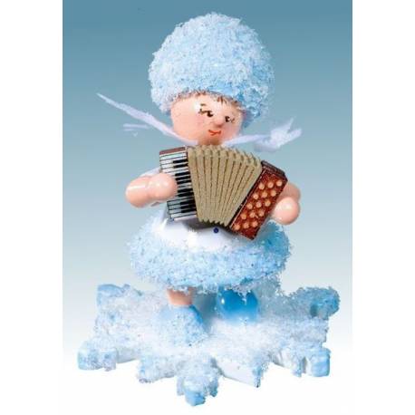 Flocon De Neige-Bois 5.7 Cm Avec Accordeon