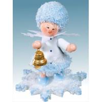 Flocon De Neige-Bois 5.7 Cm Avec Cloche