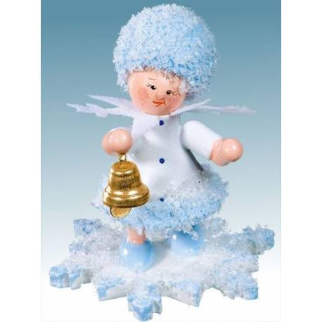 Flocon De Neige-Bois 5.7 Cm Avec Cloche