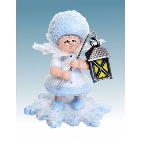 Flocon De Neige-Bois 5.7 Cm Avec Lanterne