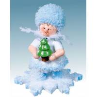 Flocon De Neige-Bois 5.7 Cm Avec Sapin De Noel