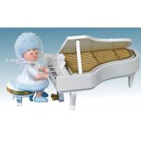 Flocon De Neige-Bois 5.7 Cm Avec Piano
