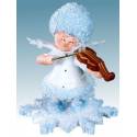 Flocon De Neige-Bois 5.7 Cm Avec Violon