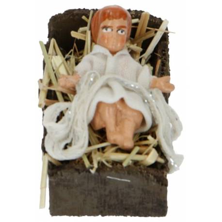 Santon Napolitain 08 Cm Enfant Jesus Avec Berceau