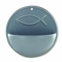 Benitier Ceramique 8.5 X 10 Cm Gris Mat Poisson