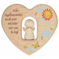 Coeur en bois naturel - 12 cm - Mijn engelbewaarder