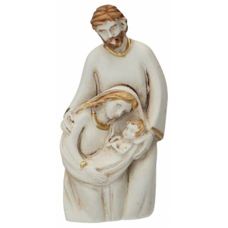 Hele kleine Heilige Familie in albaster met gouden rand (&nbsp;7 cm) 