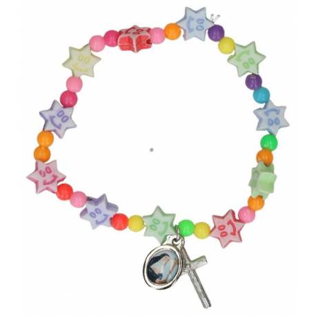 Armband-Tienjte - Sterretjes Acryl - Kruisje + Med. H. Rita 