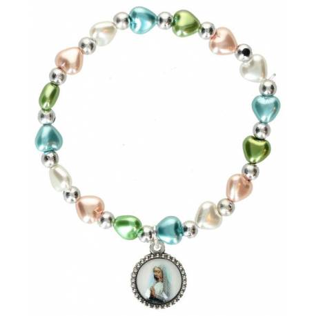 Armband op elastiek hartjes multicolor 