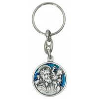Porte-clefs St Christophe 30 mm Email bleu