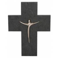 Croix murale Ardoise 13 X 17 cm Corps métal