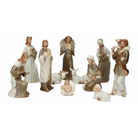 Crêche PORCELAINE - 11 personnages 16 cm