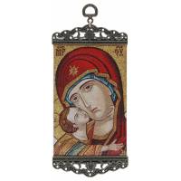 Icône - Tissu 10 X 23 cm - Vierge et Enfant