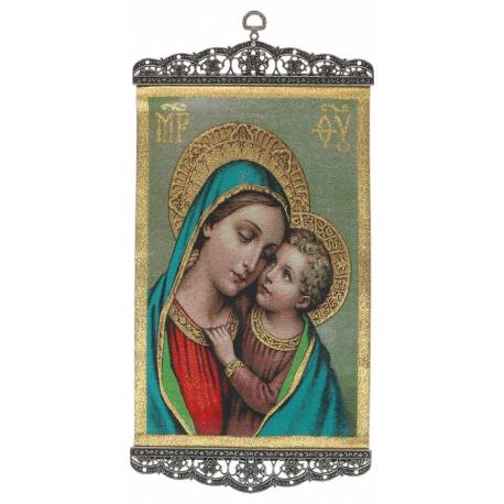 Icône - Tissu 20 X 38 cm - Vierge et Enfant