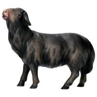 Mouton noir tête levée : crèche de Noël en bois Komet 12 cm