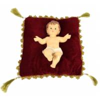 Enfant Jésus 20 x 14 cm + coussin rouge