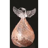 Engel 12 Cm Glas bronzen kleur met licht 