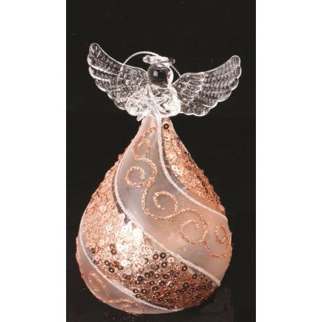 Engel 12 Cm Glas bronzen kleur met licht 