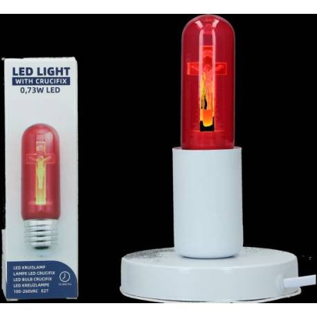 Metaal wit voetje met E27 LED kruislamp 