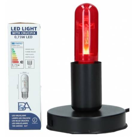 Socquet en métal noir avec lampe croix LED E27