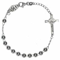 Bracelet en argent rhodié avec croix de St Benoit
