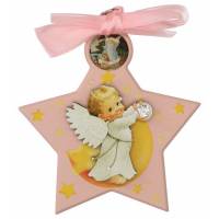 Kader / Wieg - Ster / Engel - 7 X 9 cm - Roze 