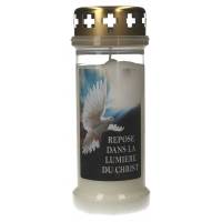 Bougie 6J / CD / blanc / Colombe + Texte FR