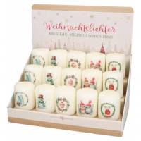 Display bougies de Noel 60X50 mm 5 motifs x 10 bougies