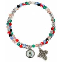 Armband multicolor / verzilverd + medaille 