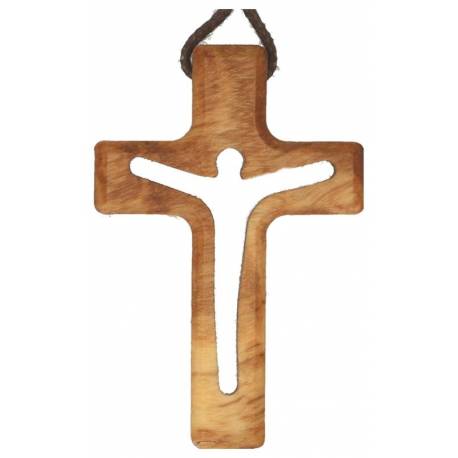 Croix s/cordon - 40 mm - Bois d'olivier